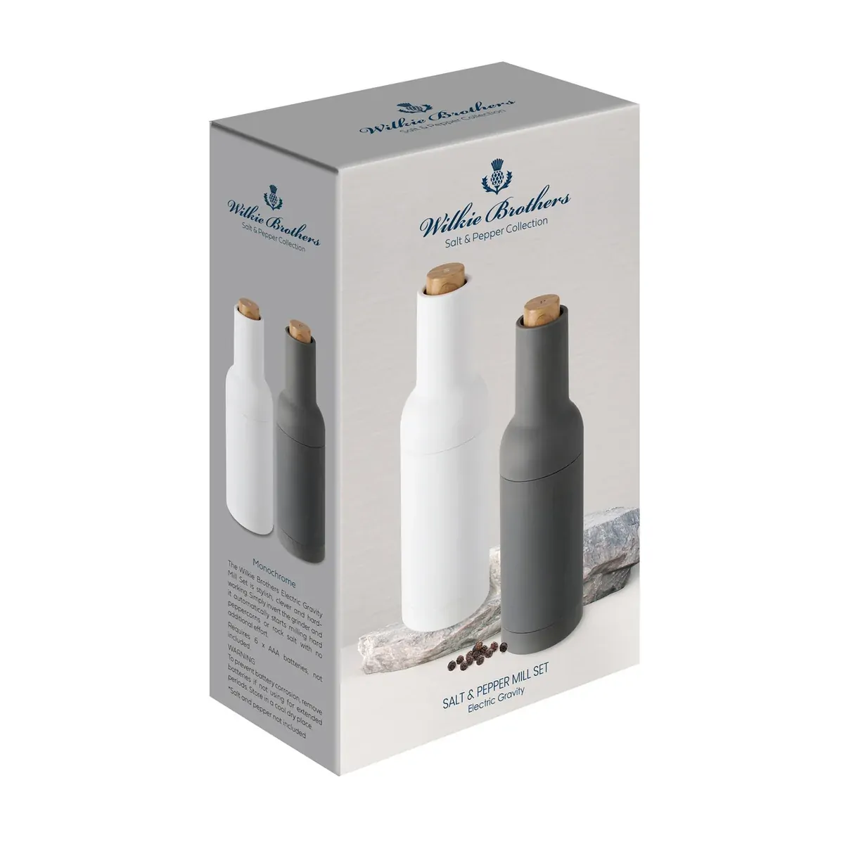 Salt and Pepper Electric Grinder Battery Operated Set - Monochrome