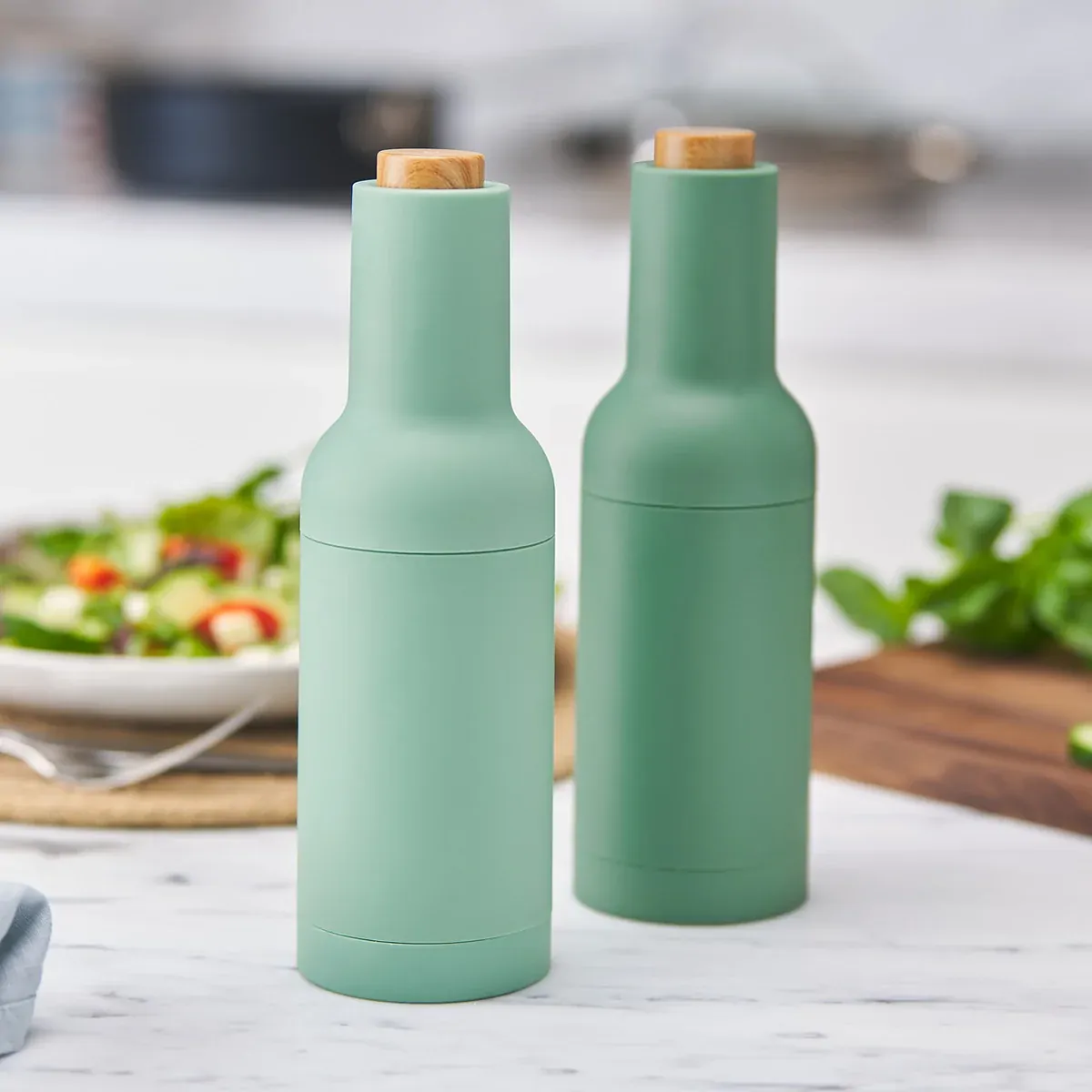 Salt and Pepper Electric Grinder Battery Operated Set - Green