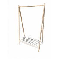 Bamboo Garment Rack with White Storage Shelf 
