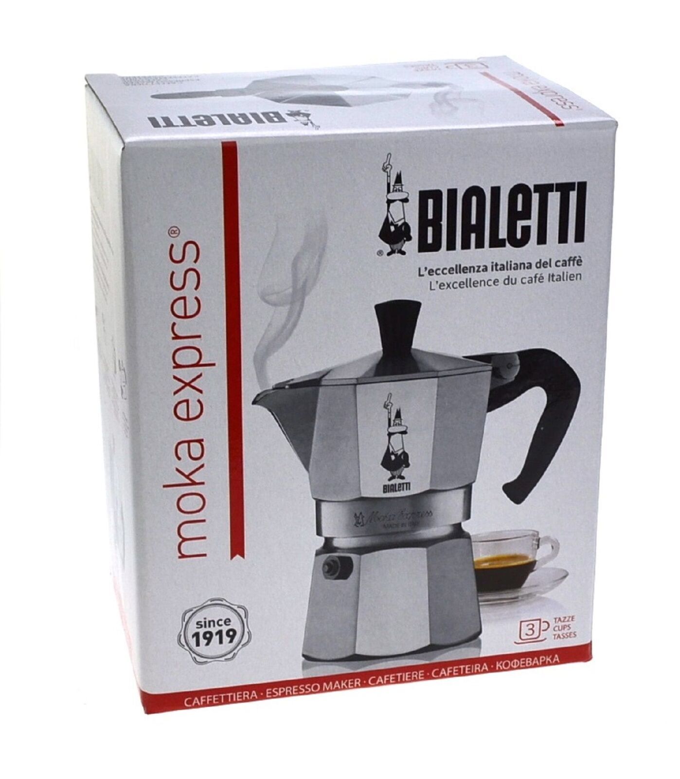 Bialetti Moka Express 3 cup Espresso Maker - Whisk