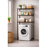 Shelving Unit Over Washing Machine / Toilet 3 Tier Black 