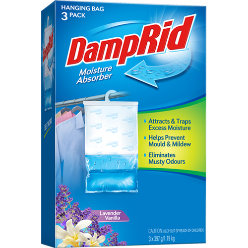DampRid Moisture Absorber Hanging Bag Lavender & Vanilla 3 pack