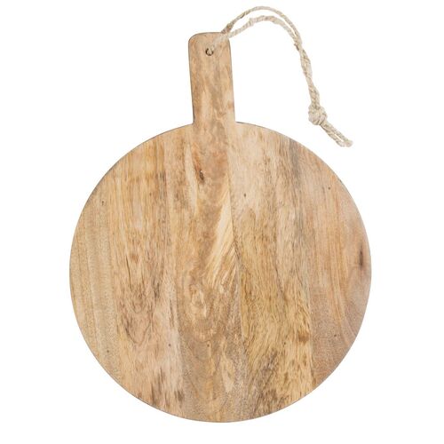 Small Wooden Round Serving Cheese Paddle Board 36 x 47cm