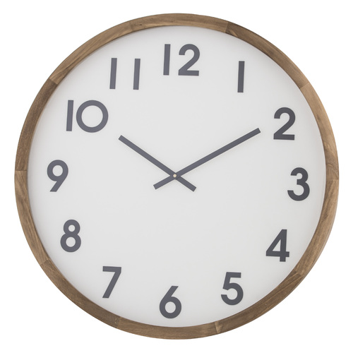 Leonard Wall Clock Round Wood White Large 61cm