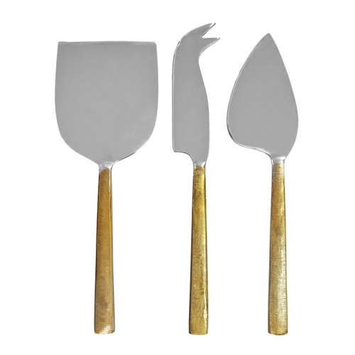 Milan Cheese Knives Set of 3 Silver & Gold Knife