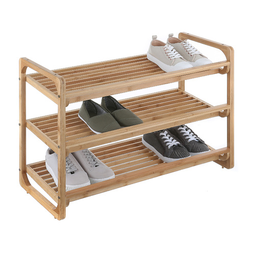 Bamboo Shoe Rack 3 Tier Bench