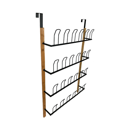 Bamboo Shoe Rack Wall Mounted Over Door 12 pairs