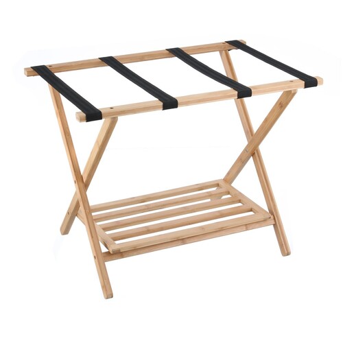 Bamboo Luggage Suitcase Rack Holder Folding Stand