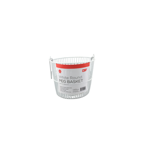 Peg Hanging Basket Round Metal - White