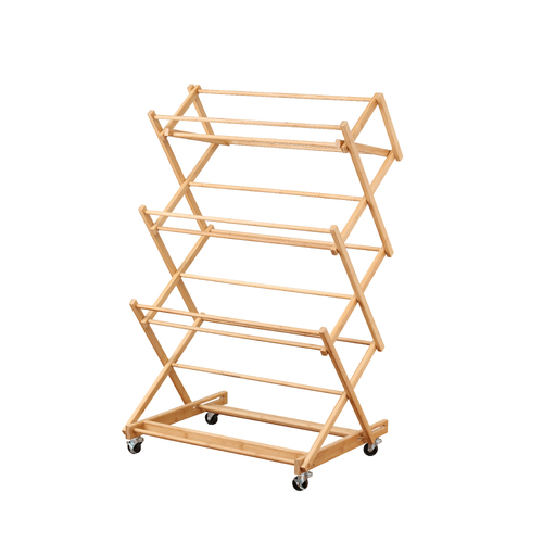 Bamboo Concertina Mobile Clothes Horse Airer Foldable Rack Air Dryer 