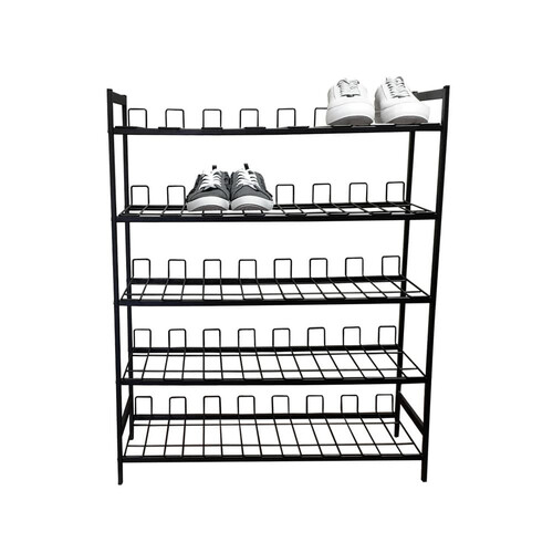 Shoe Rack 5 Tier Black Metal Storage Organiser 