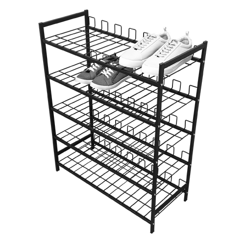 Shoe Rack 5 Tier Black Metal Storage Organiser 
