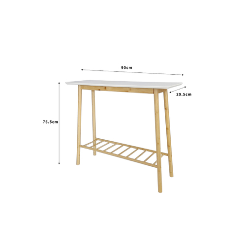 Bamboo Side Table with Storage Shelf 