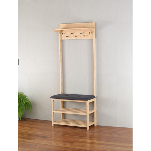 Bamboo Hall Stand and Shoe Storage with Charcoal Seat