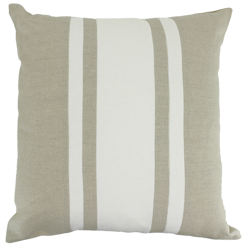 Linen Cushion Beige Striped 50 x 50 cm