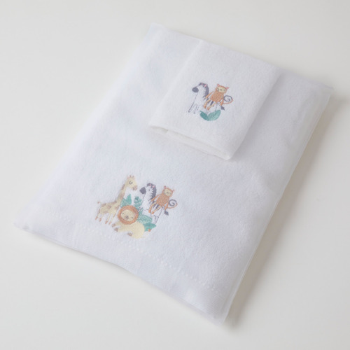 Child Safari Bath Towel & Face Washer In Organza Bag