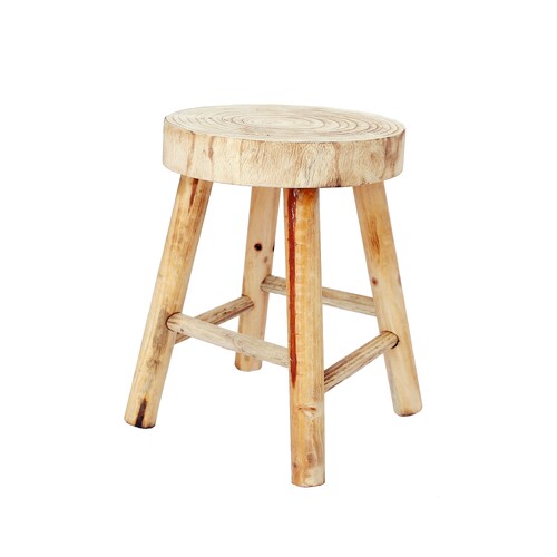 Traditional Wooden Round Milking Stool Bench Antique Rustic Natural 36 x 36 x 47cm