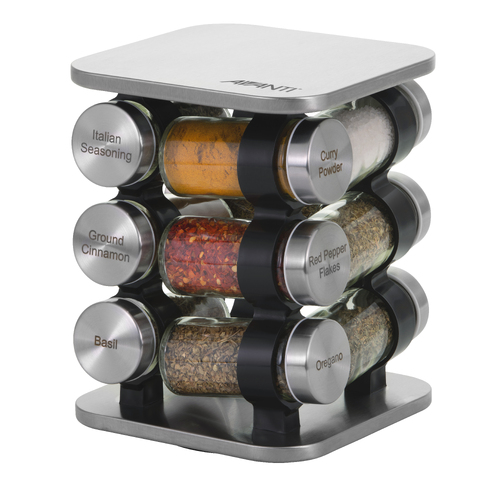 Avanti Revolving Herb Spice Rack 12 Jars with Herbs and Spices