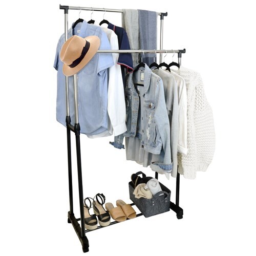 Garment Rack Double Portable Clothes Stand