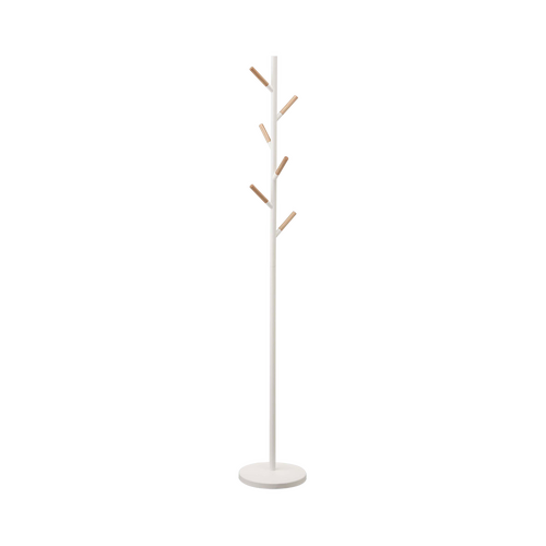 Coat Jacket Hat Wooden Rack Stand - White  